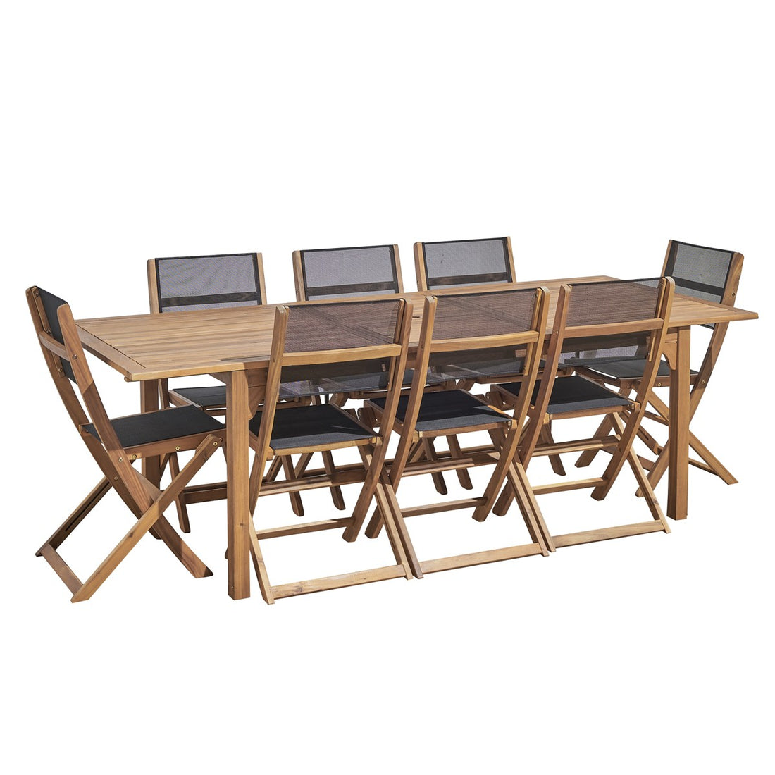 HANOÏ - Salon de jardin en acacia extensible 8/10 pers.