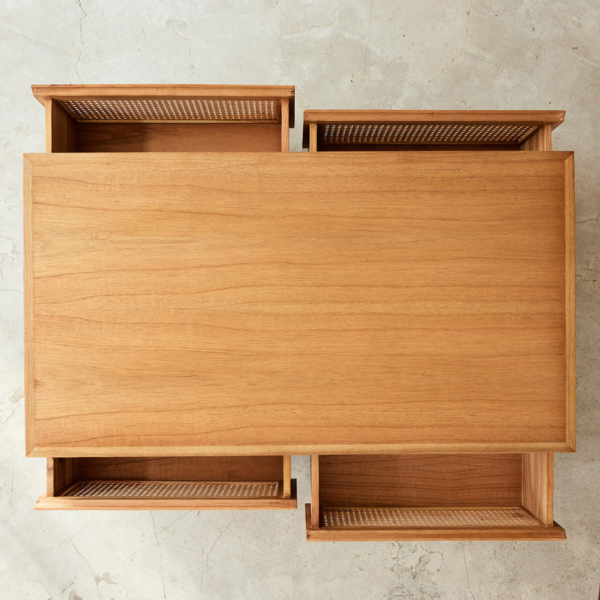 ISÉE - Table basse en mindi massif et cannage 110 cm