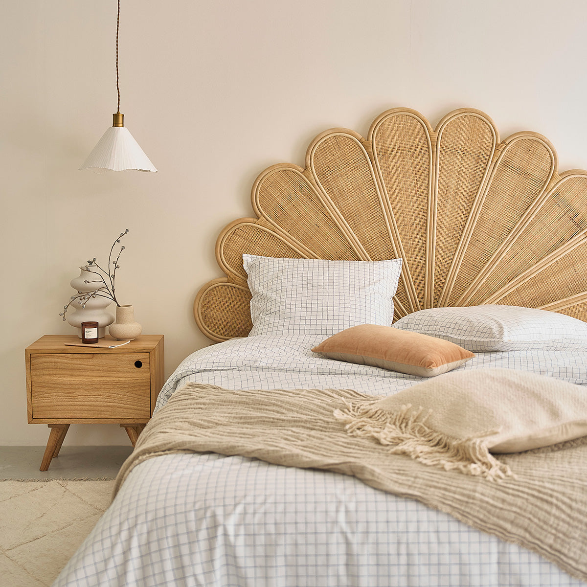 ROMY - Tête de lit en rotin et cannage 180 cm