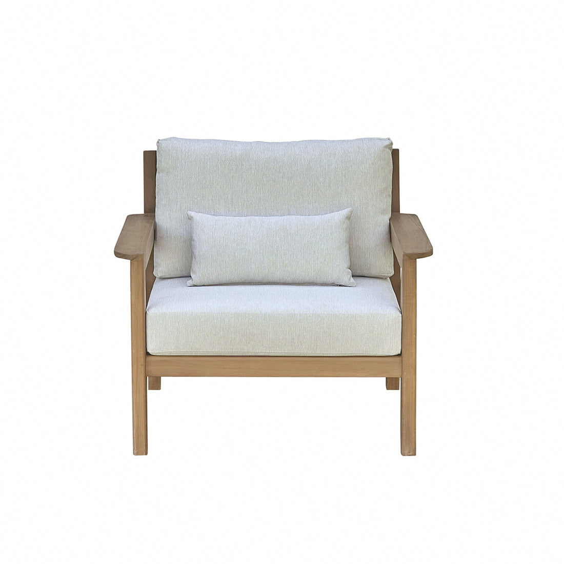 MAORA - Fauteuil de jardin en teck massif avec coussins