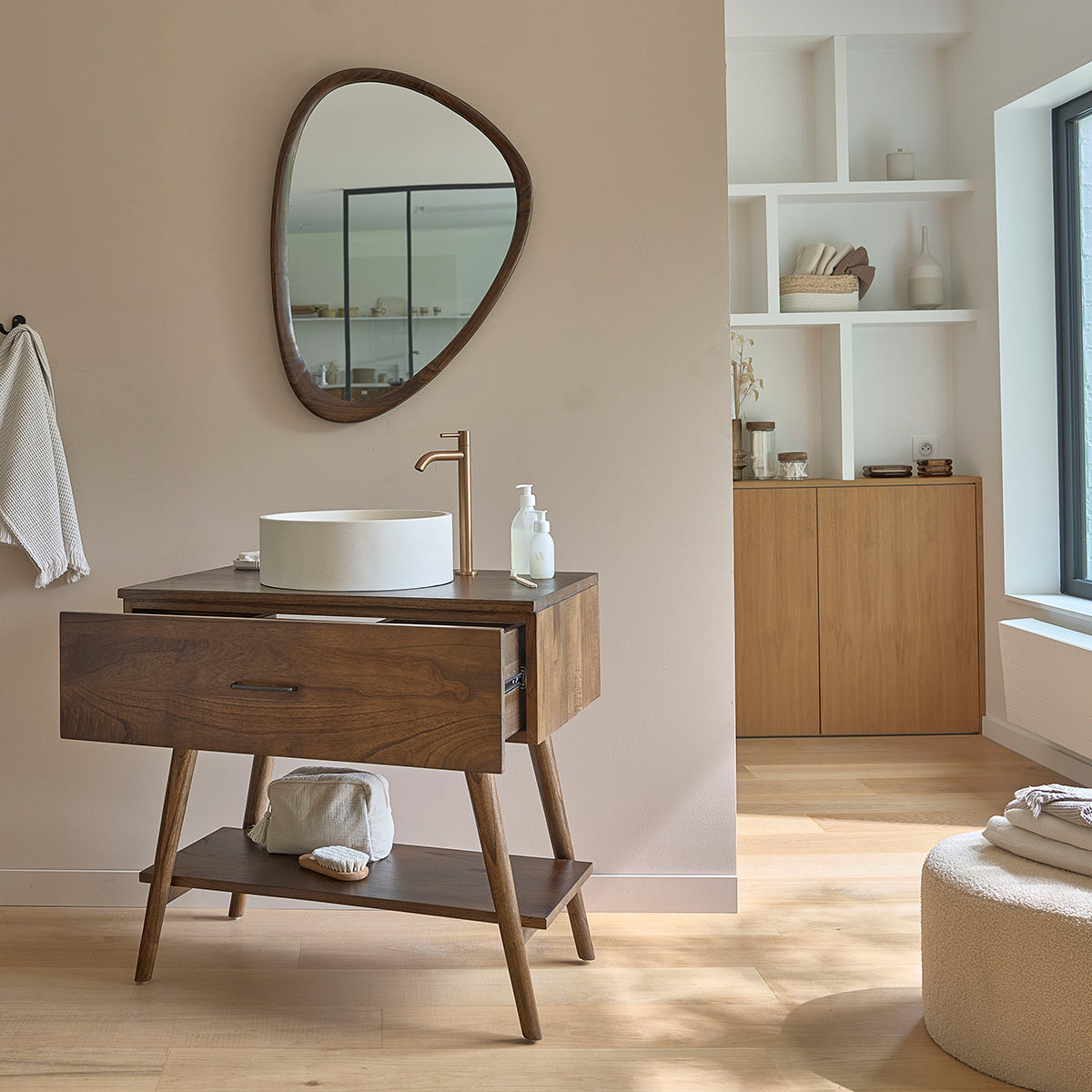 CALIXTE - Meuble de salle de bain en mindi massif 80 cm