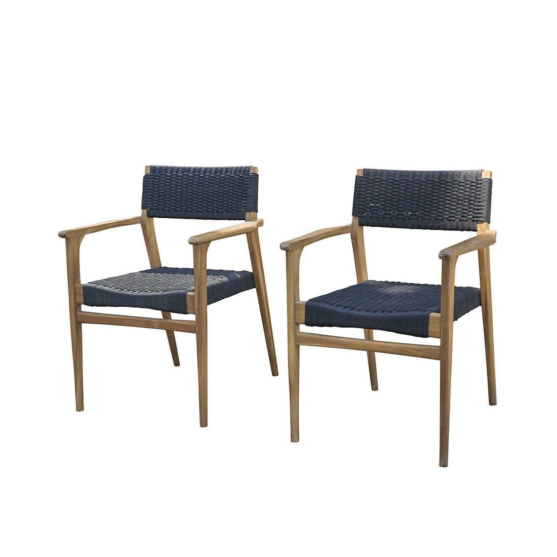 ESTHER - Fauteuil de jardin en teck massif et cordage noir (lot de 2)