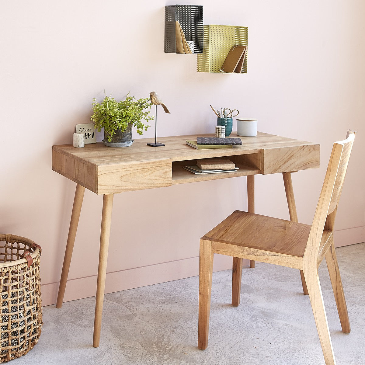 TRISTAN - Lot de 2 chaises en teck massif