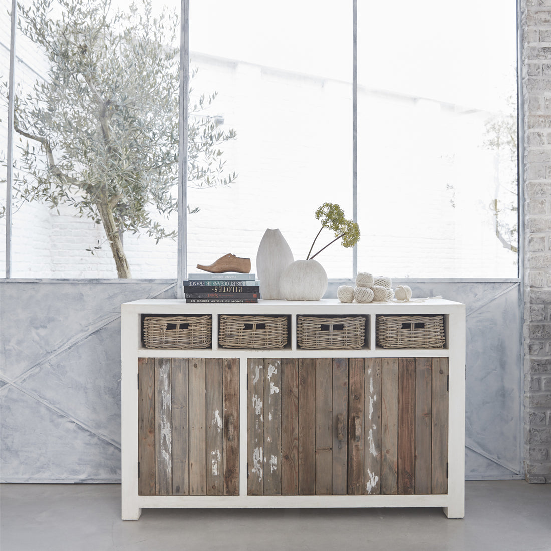 HONFLEUR - Buffet en bois recyclé massif 145 cm