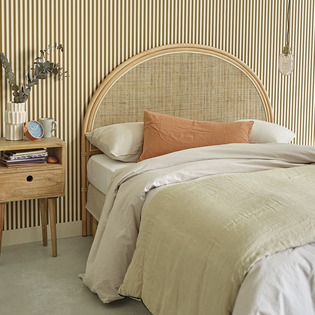 JANE - Tête de lit en rotin et cannage 140 cm