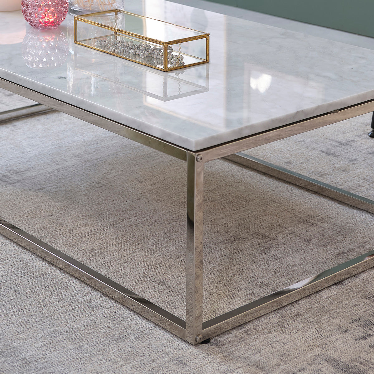 Table basse en marbre et métal 120 cm