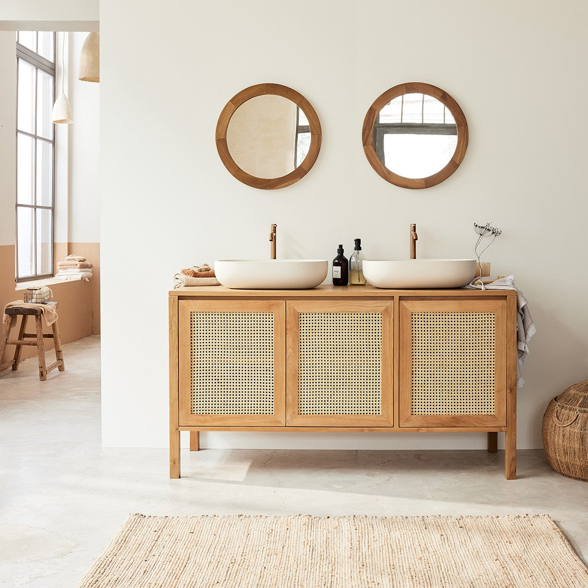 LENA - Vasque en béton beige ovale 50 cm
