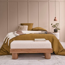 Banc en teck massif et tissu bouclette 100 cm