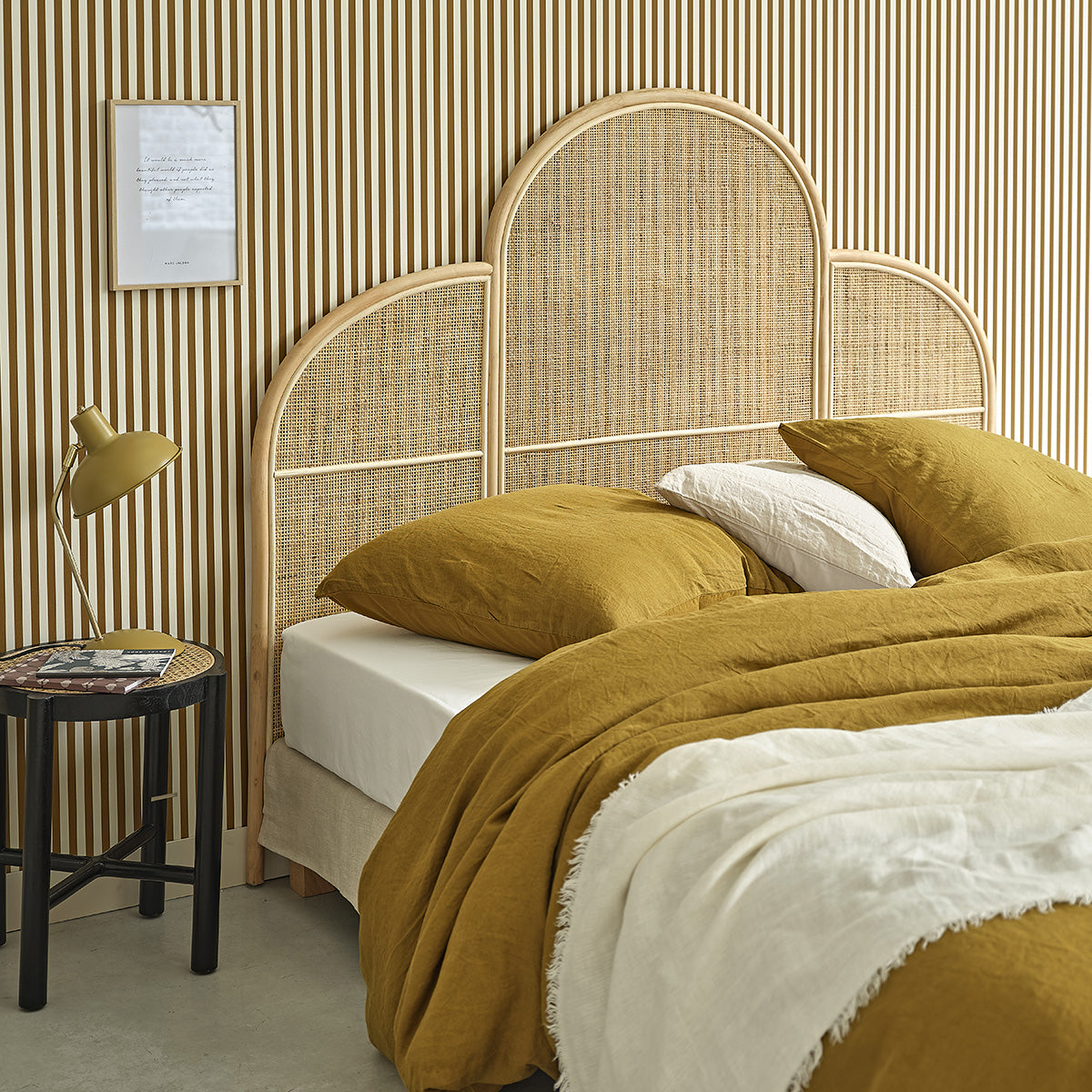 JANE - Tête de lit en rotin et cannage 160 cm