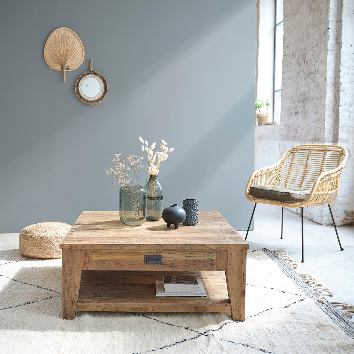 CARGO - Table basse en teck massif recyclé 100 cm