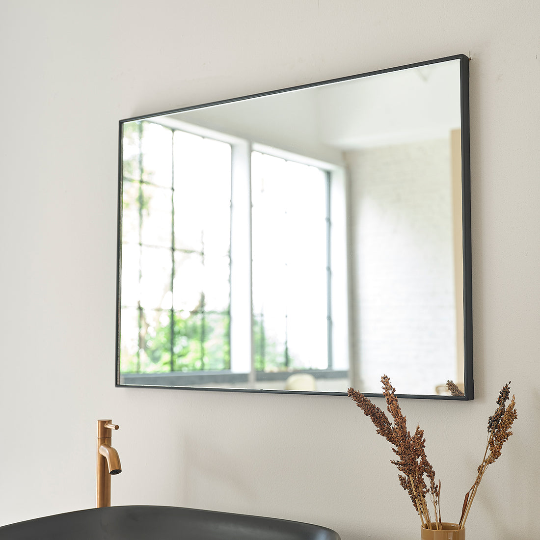 OLIVIA - Miroir en métal noir rectangulaire 70x50 cm