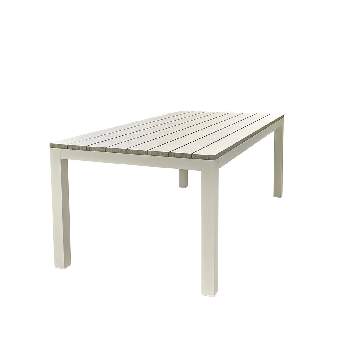 TAMPA - Table de jardin en aluminium blanc et gris 8 pers.