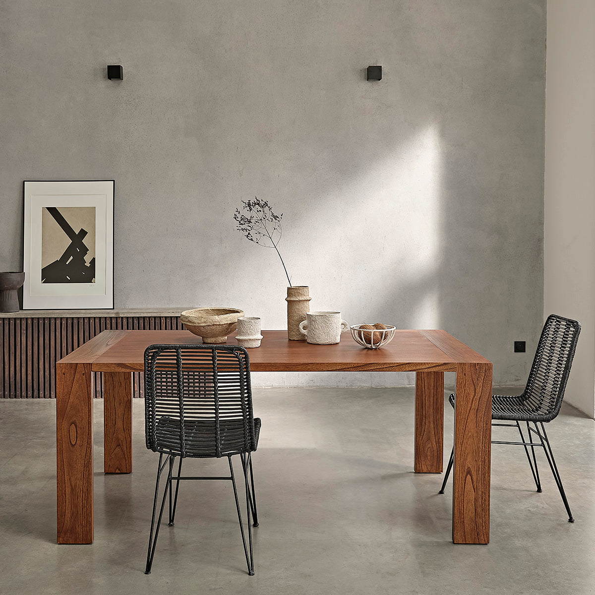 BOHEMA - Chaise en rotin et métal noire