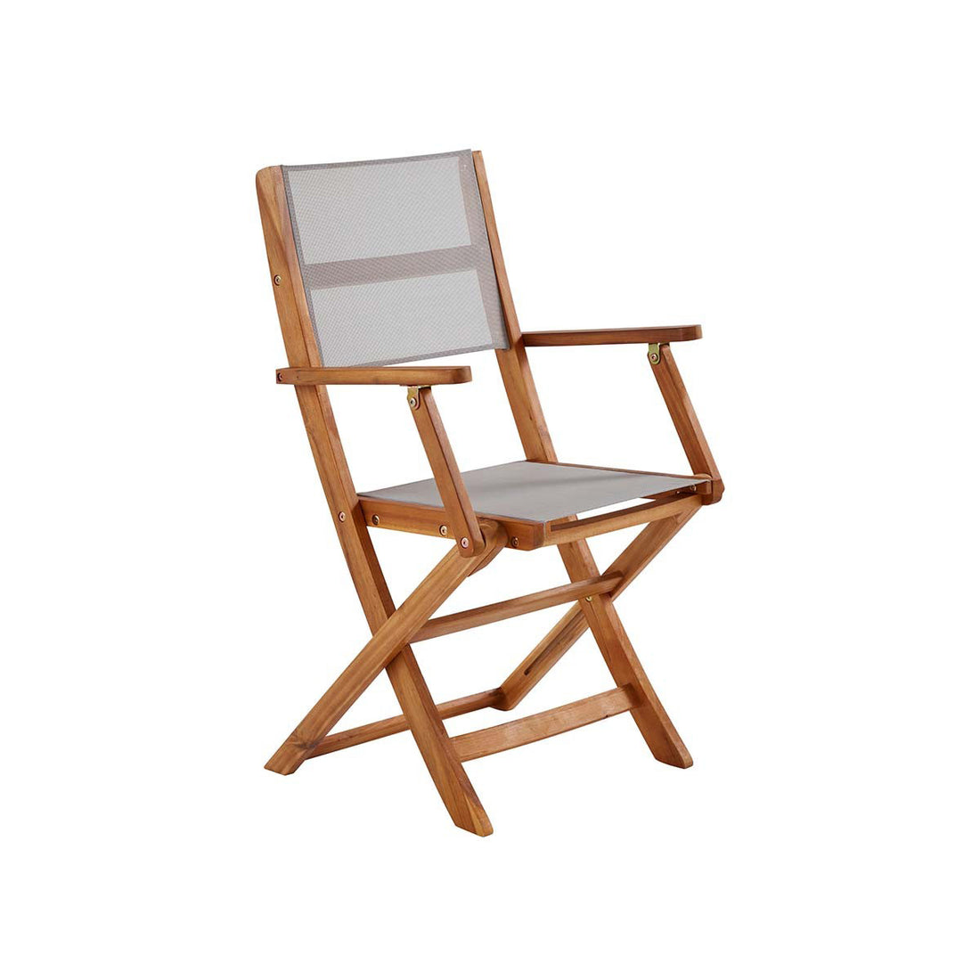 HANOÏ - Fauteuil de jardin pliant en acacia massif et textilène gris