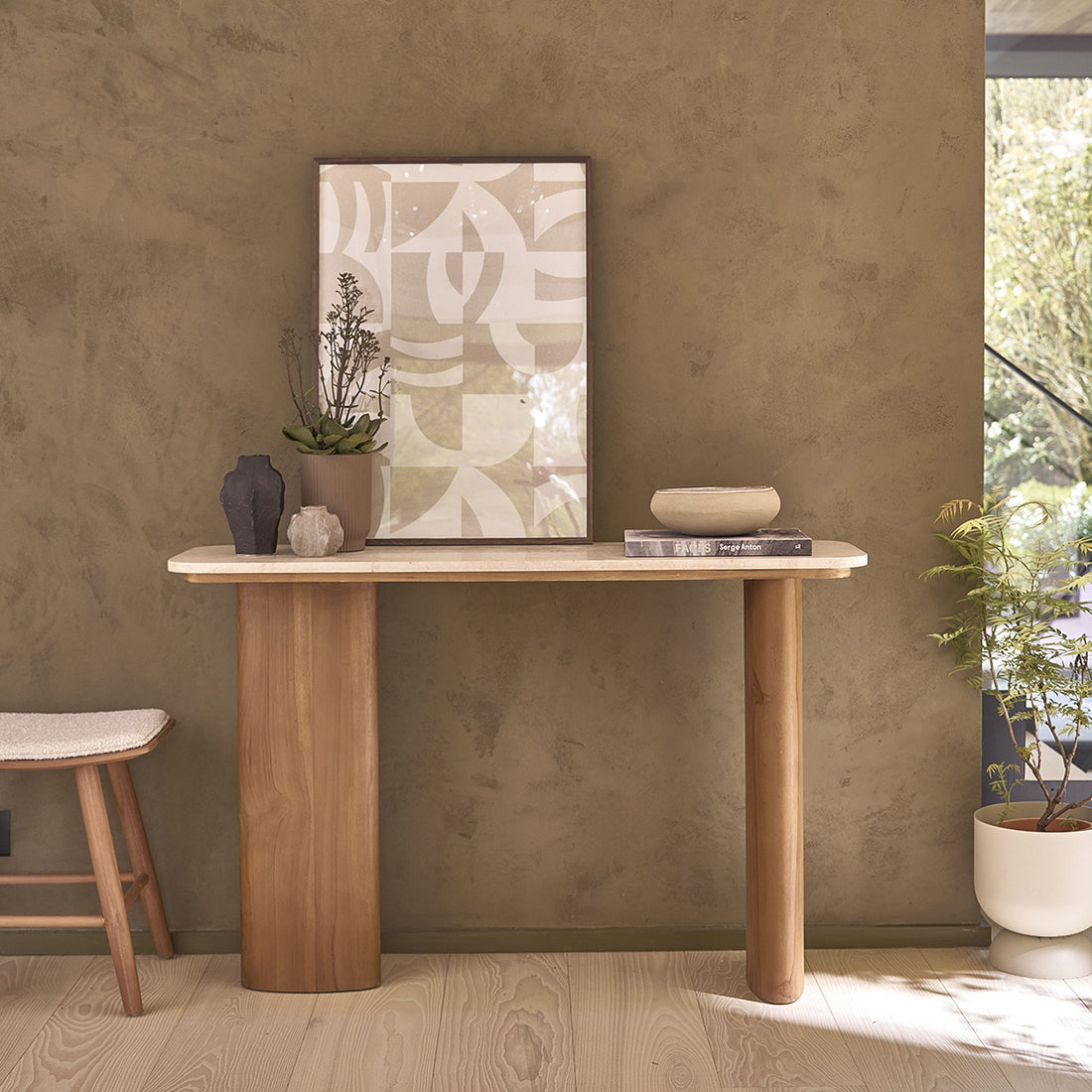 CALMA - Console en teck massif et marbre 120 cm