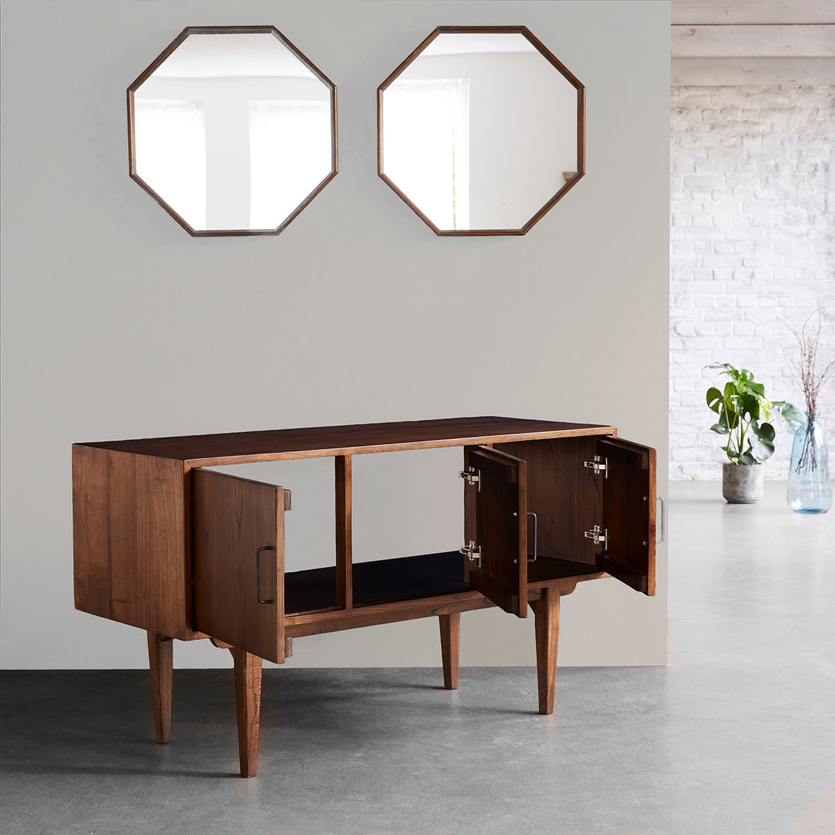 VINTAGE - Meuble de salle de bain en mindi massif 135 cm