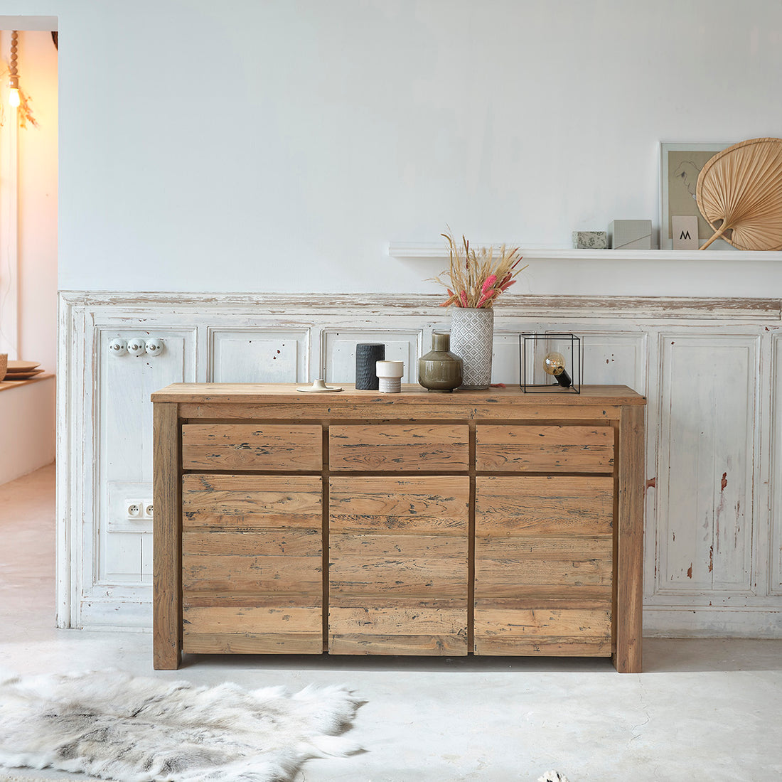 CARGO - Buffet en teck massif recyclé 160 cm