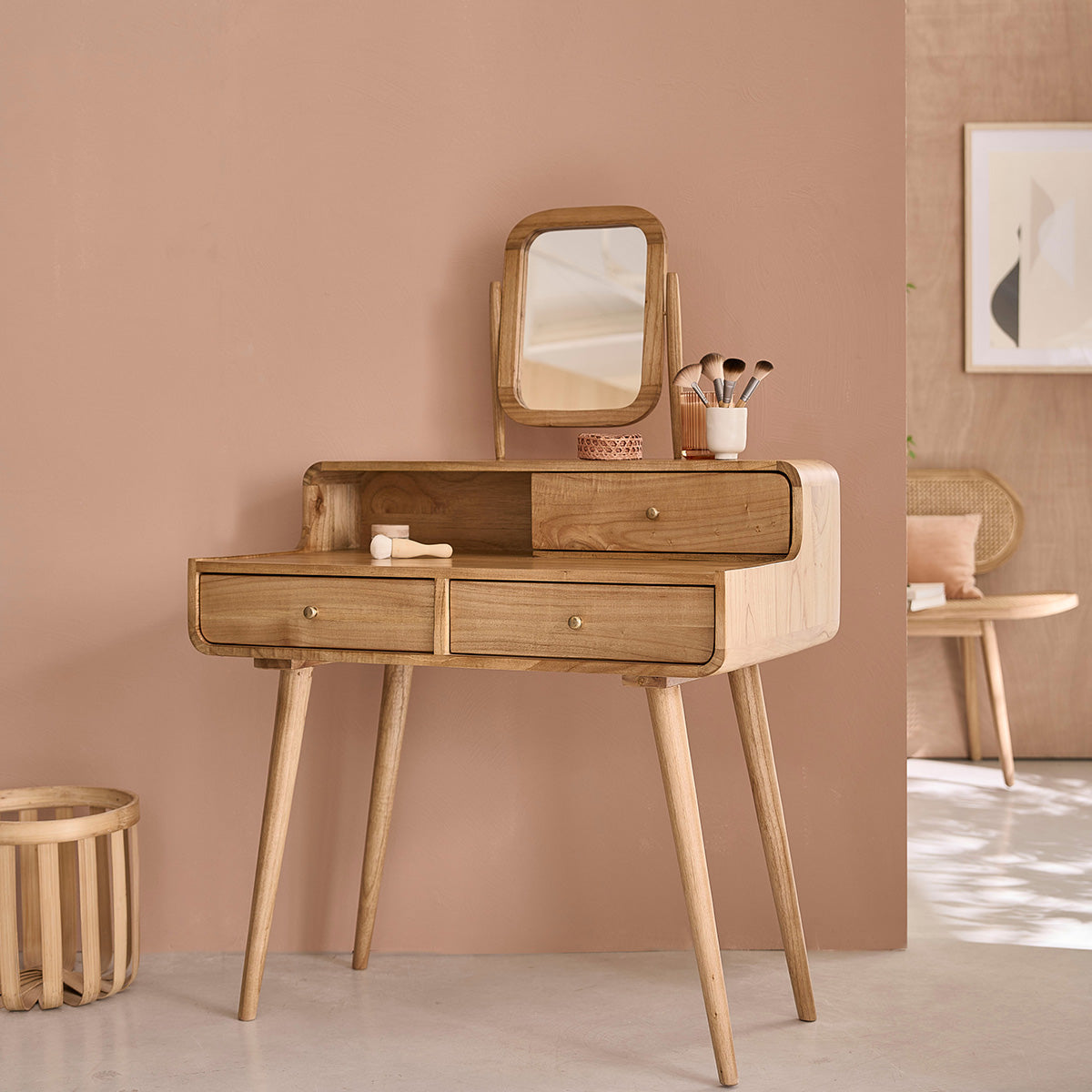 FIFTIES - Coiffeuse en mindi massif 90 cm