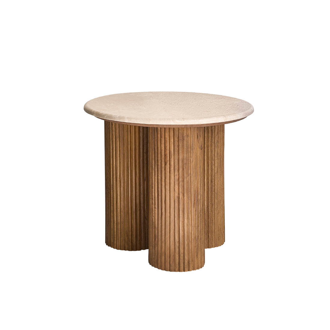TOSCANE - Table d'appoint en bois de manguier et marbre ronde