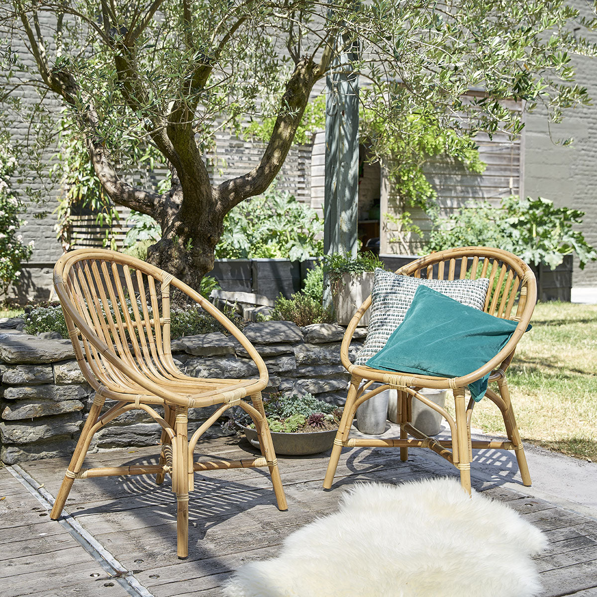 PAOLA - Lot de 2 fauteuils en rotin