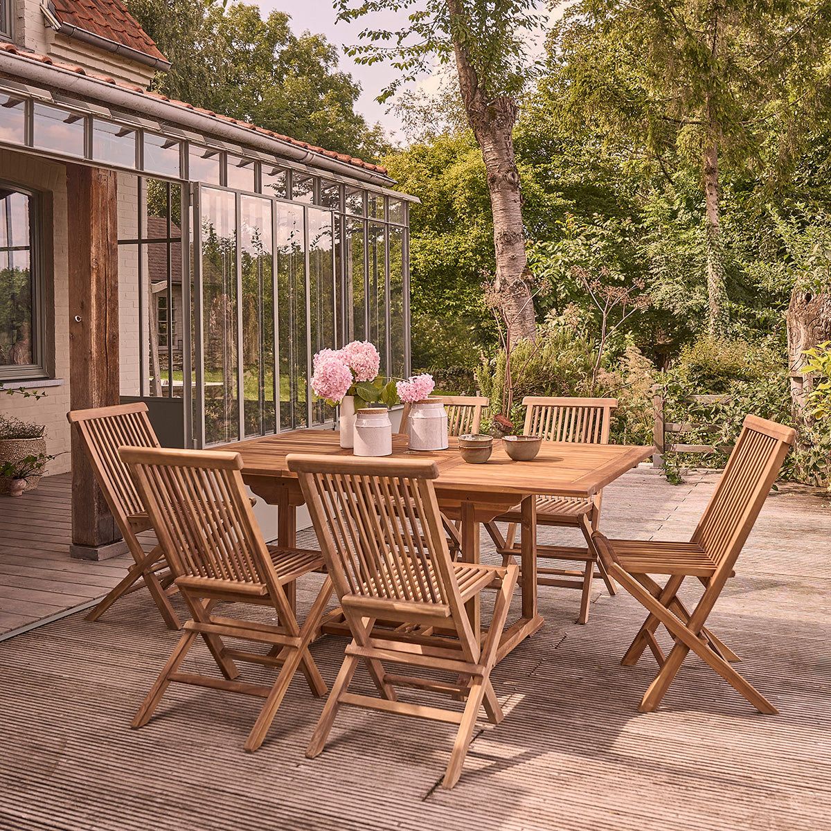 BALI - Table de jardin en teck huilé massif extensible 6/8 pers.