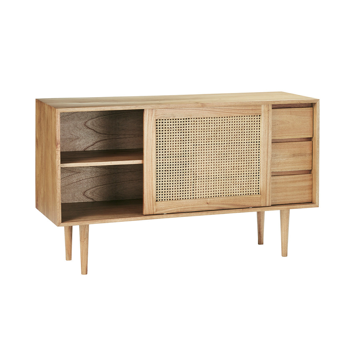 HANA - Buffet en mindi massif et cannage 135 cm