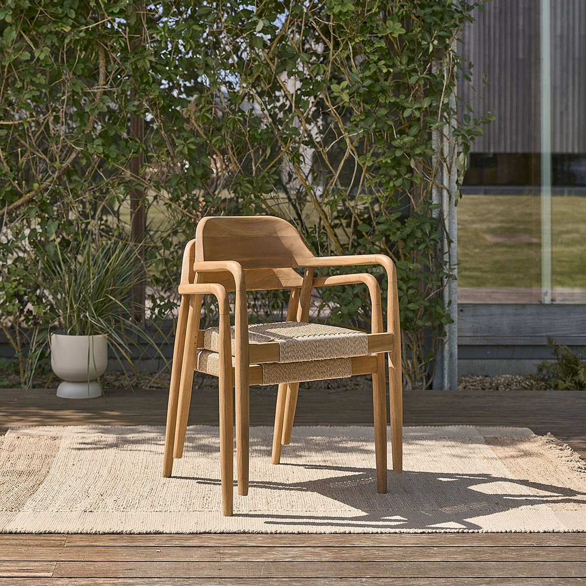 ALIZÉ - Fauteuil de jardin en teck massif et cordage (lot de 2)
