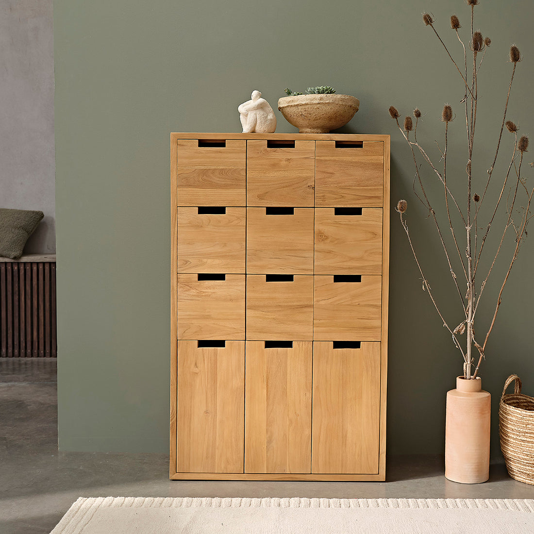 ALDO - Armoire d'entrée en teck massif 80 cm