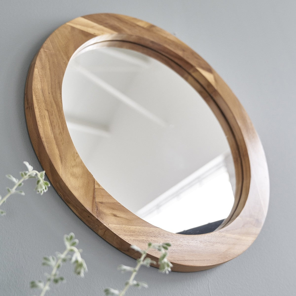 SARA - Miroir en teck massif rond Ø 50 cm