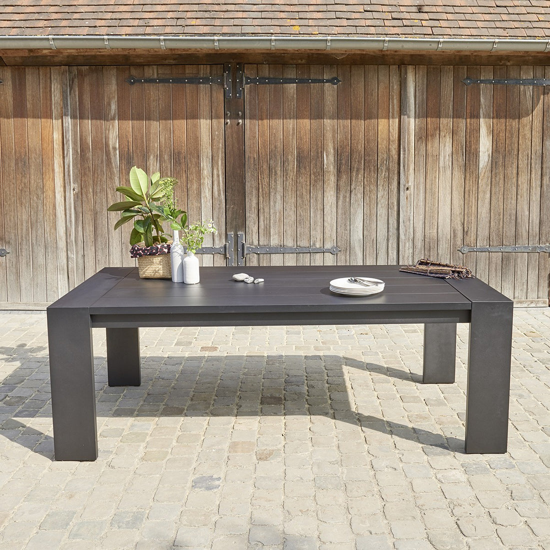 IBIZA - Table de jardin en aluminium noir 6 pers.