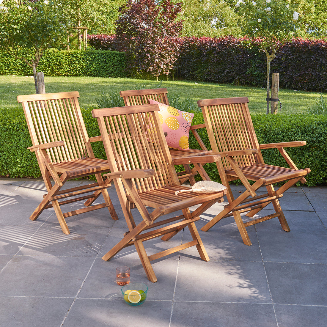 BALI - Fauteuil de jardin en teck huilé massif pliant (lot de 4)