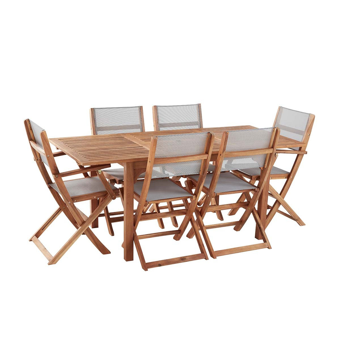 HANOÏ - Salon de jardin en acacia extensible 6 pers.