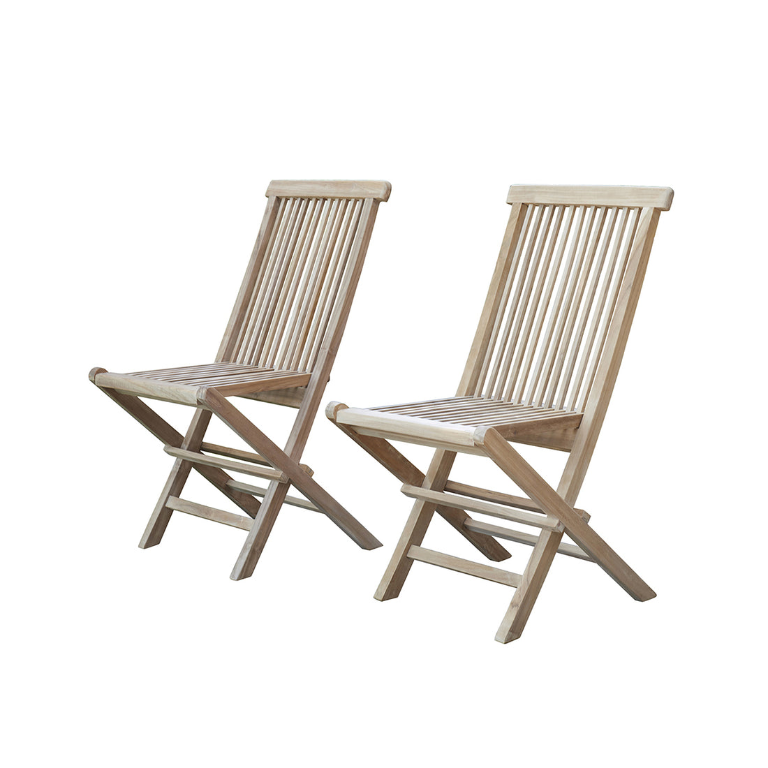 MIDLAND - Chaise de jardin en teck massif pliante (lot de 2)