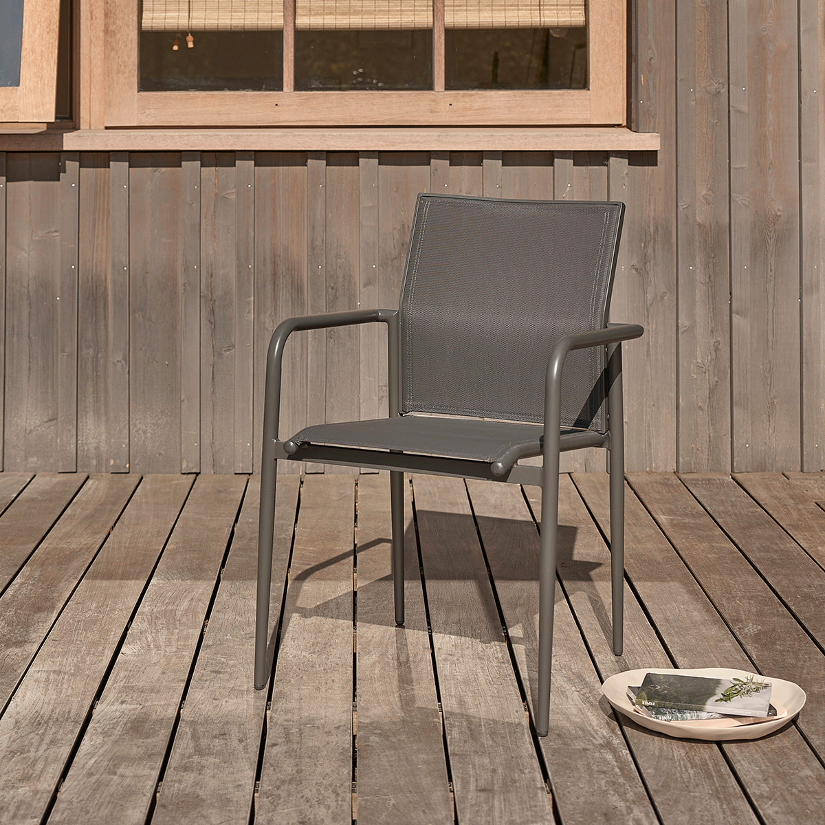 LAGON - Fauteuil en aluminium et textilène gris