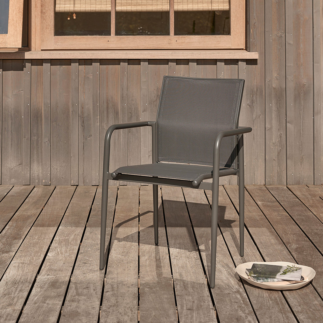 LAGON - Fauteuil en aluminium et textilène gris