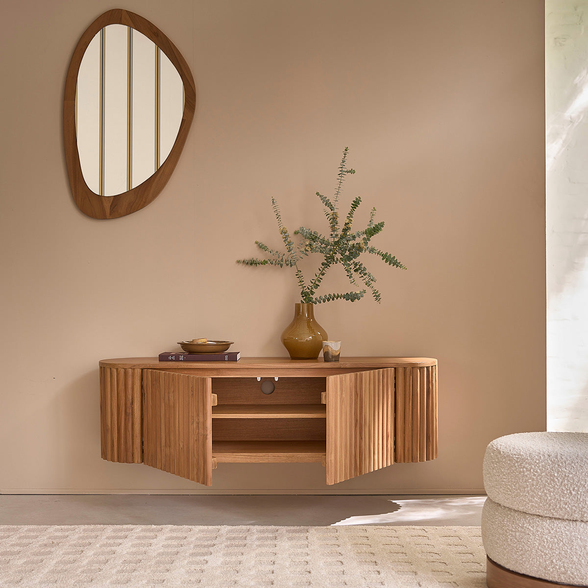 BELIZE - Meuble TV suspendu en bois de teck 140 cm