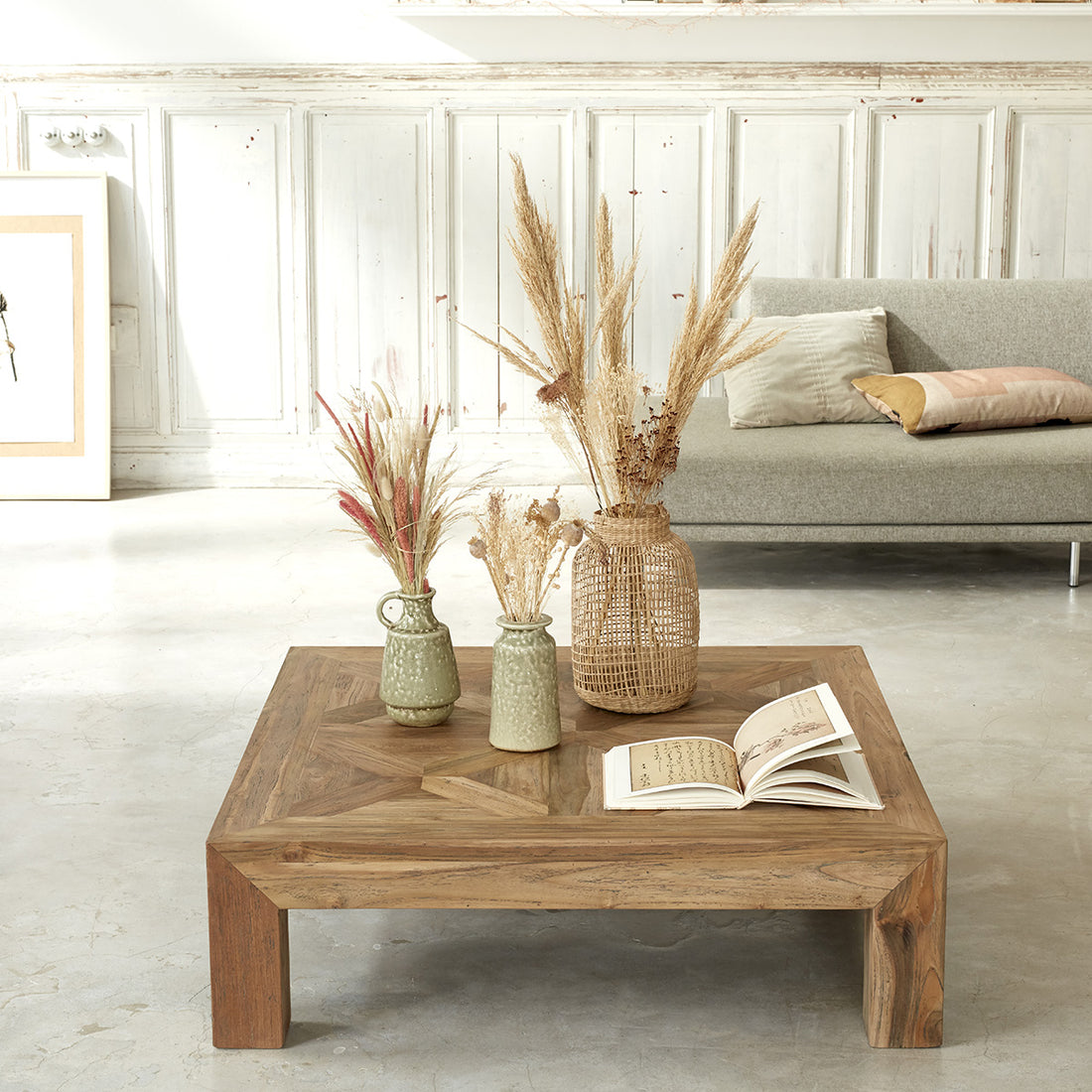 CARGO - Table basse en teck massif recyclé FSC® mixte 100 cm