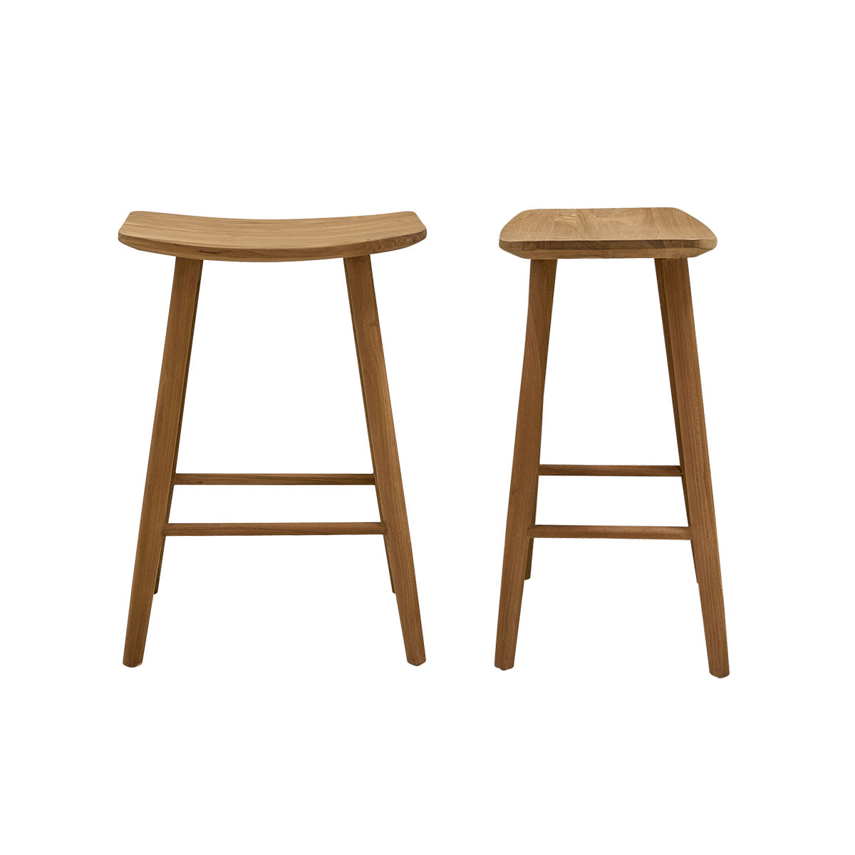AMBRE - Lot de 2 tabourets en teck massif 65 cm