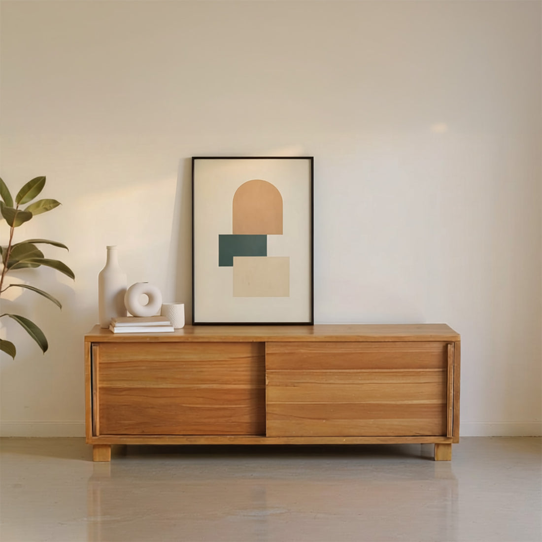 NIDO - Meuble TV en teck massif 100 cm