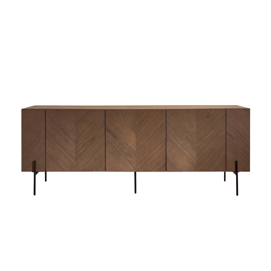 CALIX - Buffet en mindi massif et métal finition noyer 200 cm