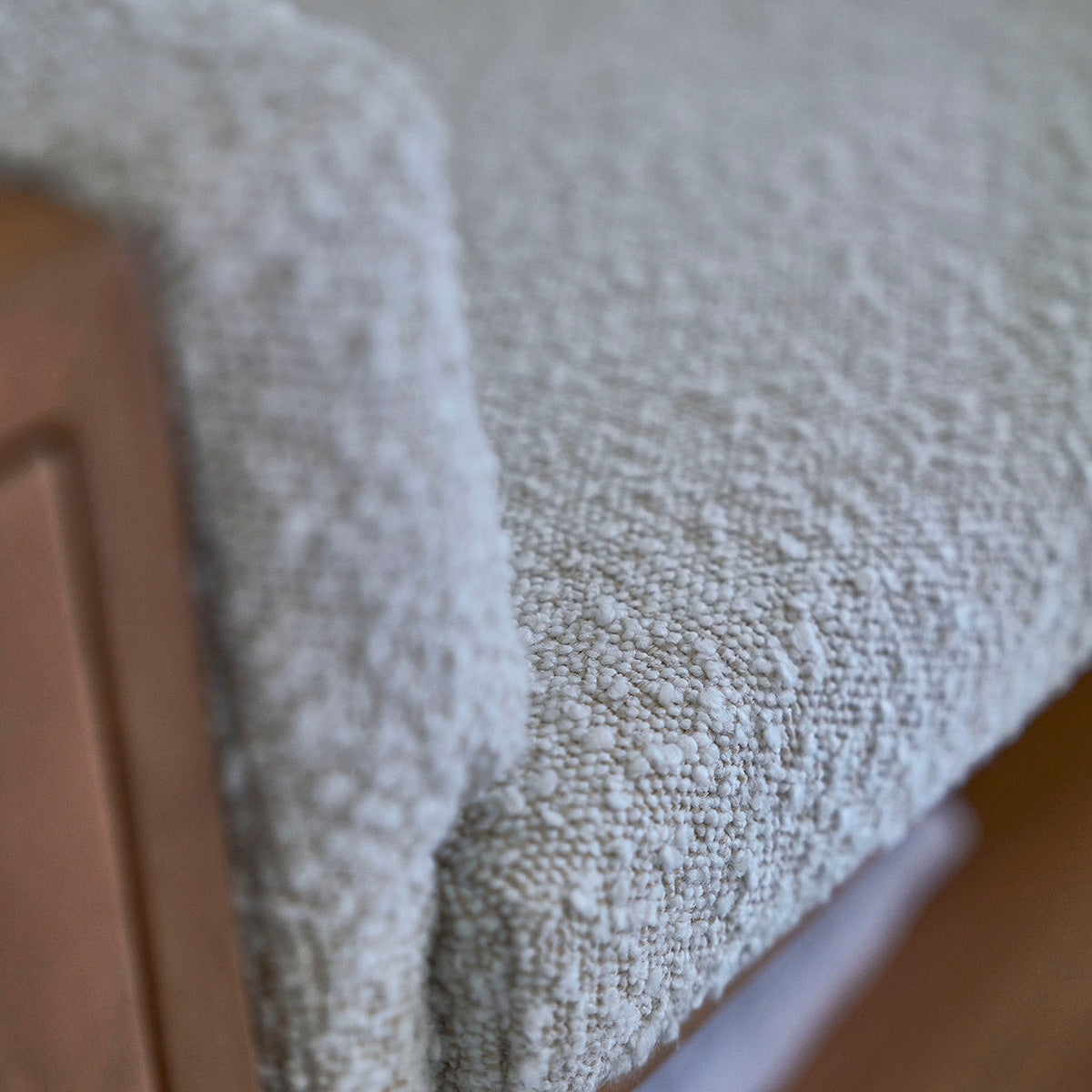 SERENE - Banc en teck massif et tissu bouclette 120 cm