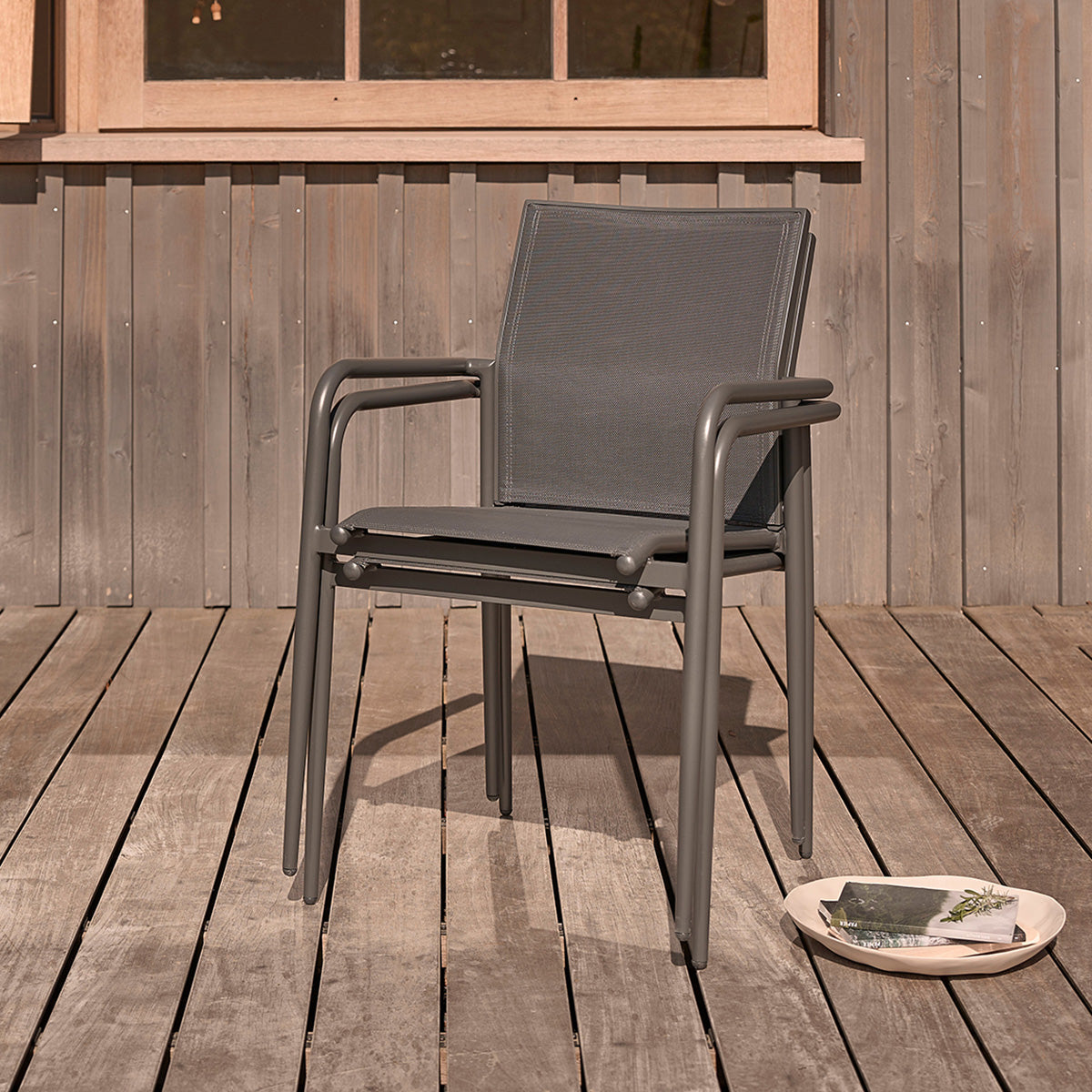 LAGON - Salon de jardin en aluminium extensible gris 6/8 pers.