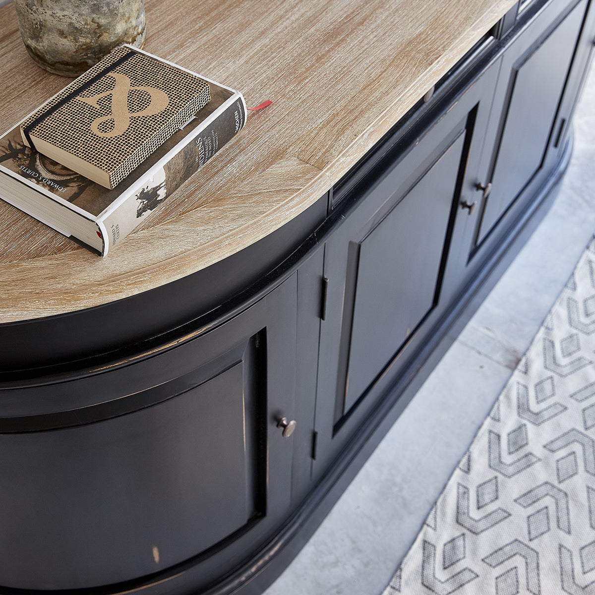 BASTIDE - Buffet en acajou et teck massif 180 cm noir