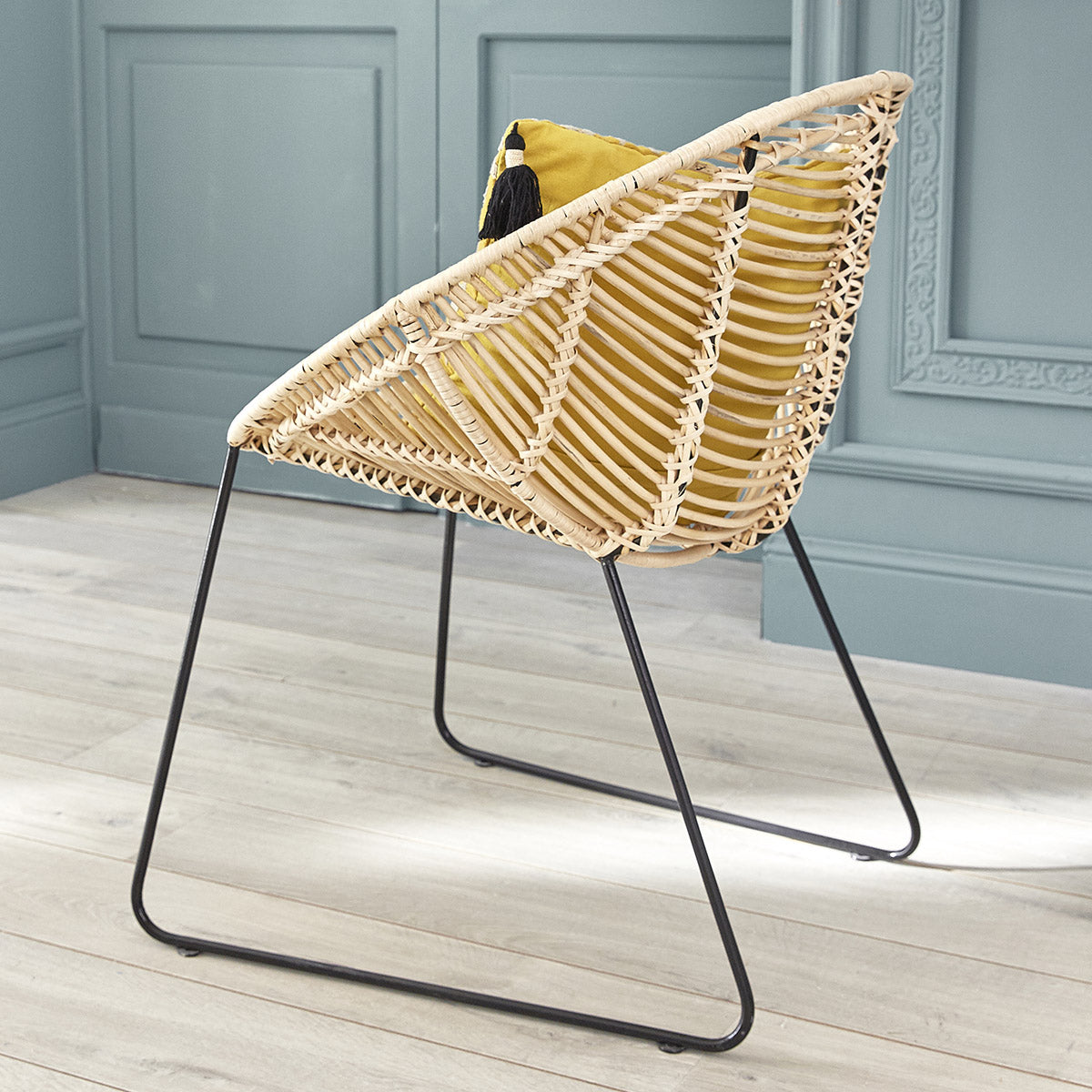 BOHEMA - Lot de 2 chaises en rotin et métal