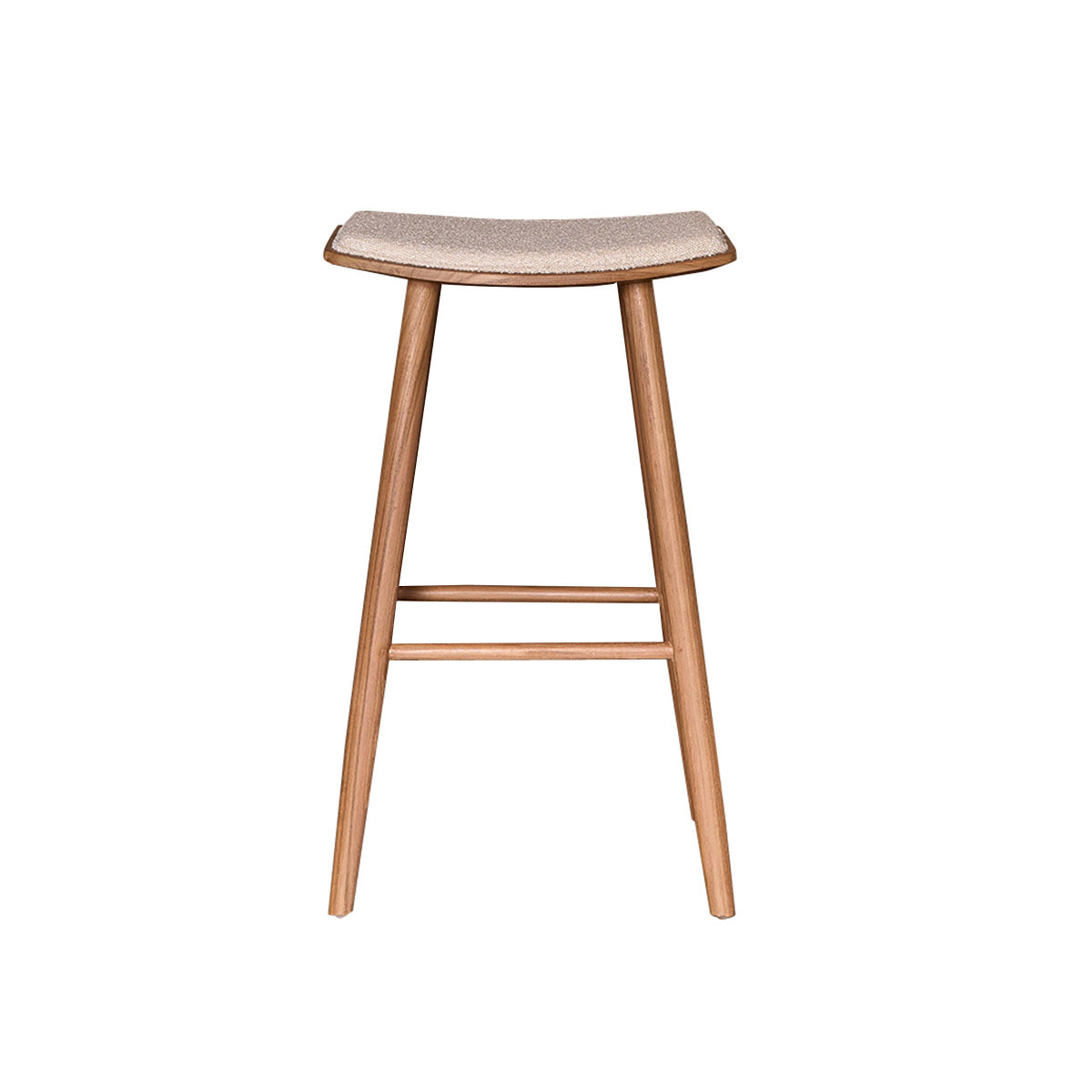 AMBRE - Tabouret en teck massif assise bouclette 75 cm