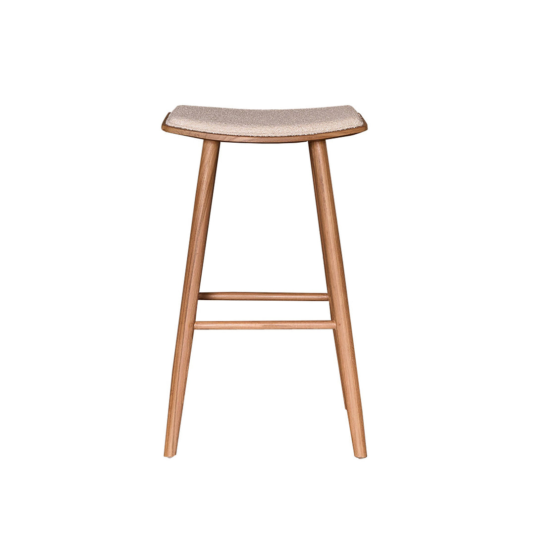 AMBRE - Tabouret de bar en teck massif assise bouclette 75 cm
