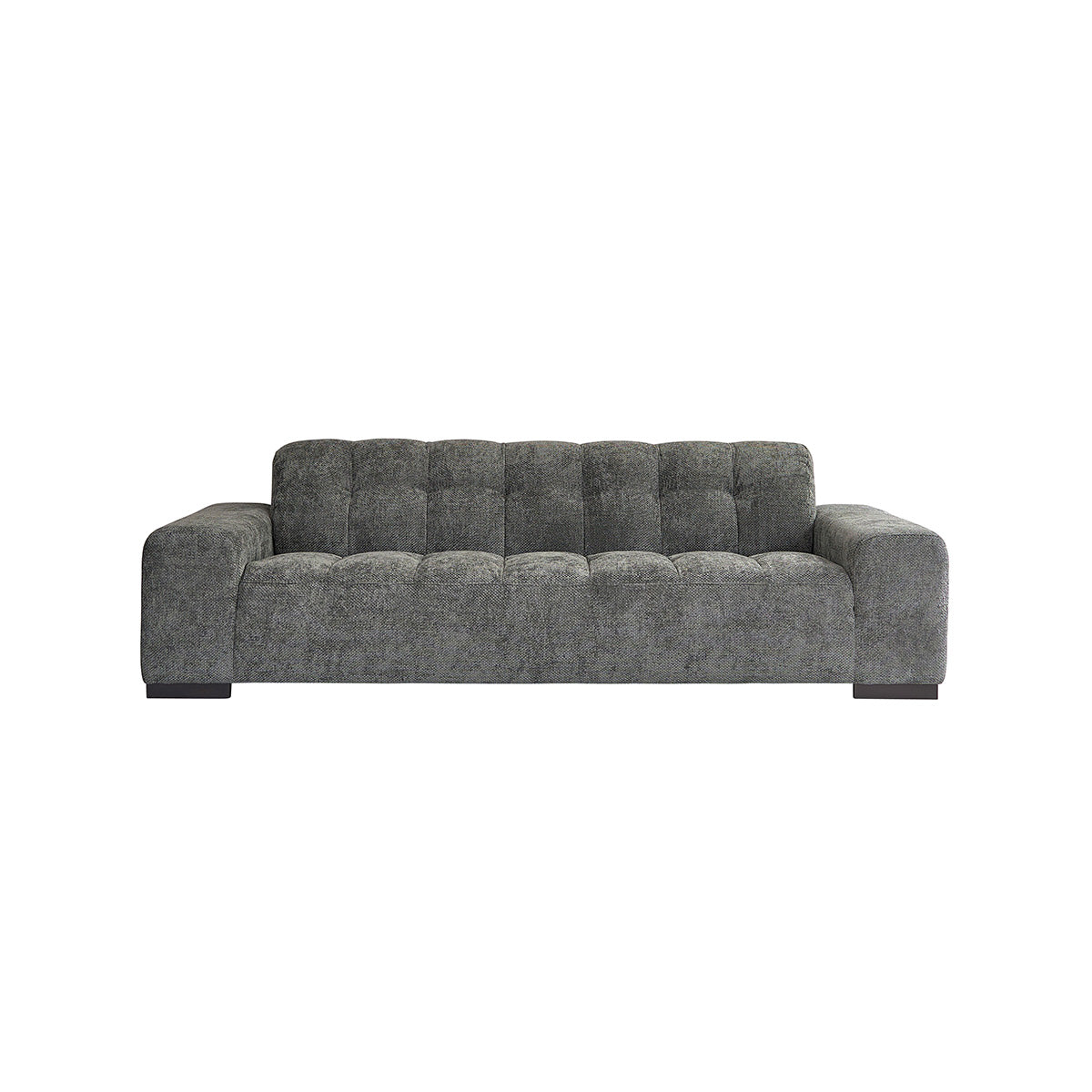 ALPHONSE - Canapé droit 4 places en velours tressé vert de gris