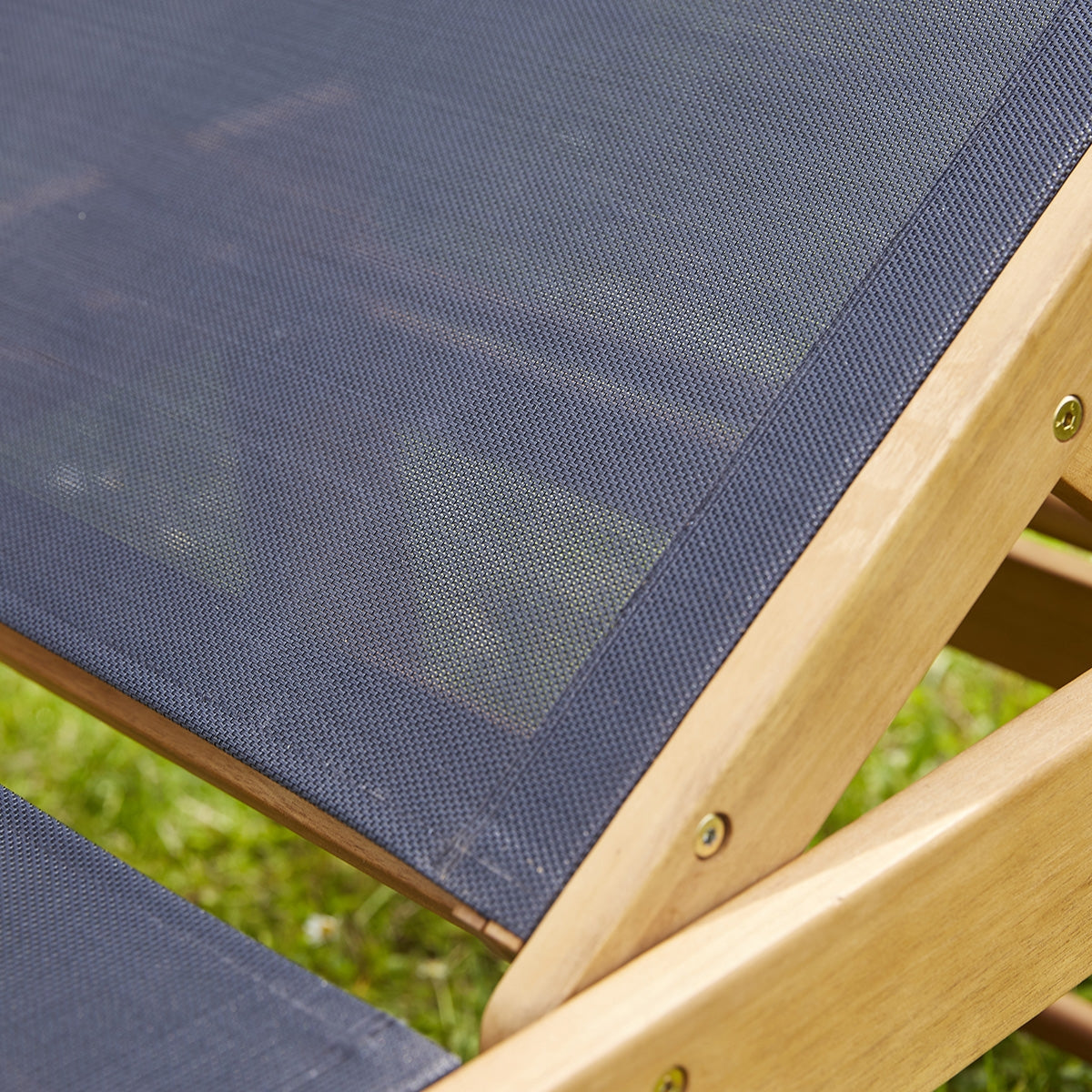 HANOÏ - Bain de soleil en acacia massif et textilène noir (lot de 2)