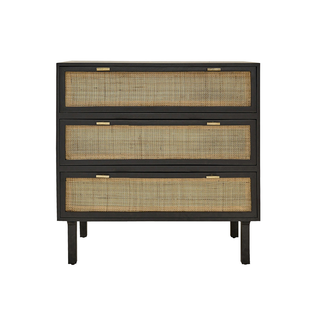 BLAISE - Commode en manguier massif et cannage noire 90 cm