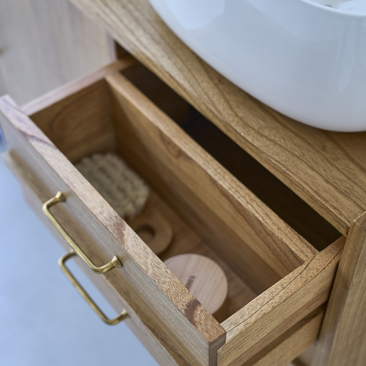 FIFTIES - Meuble sous vasque en mindi massif 135 cm